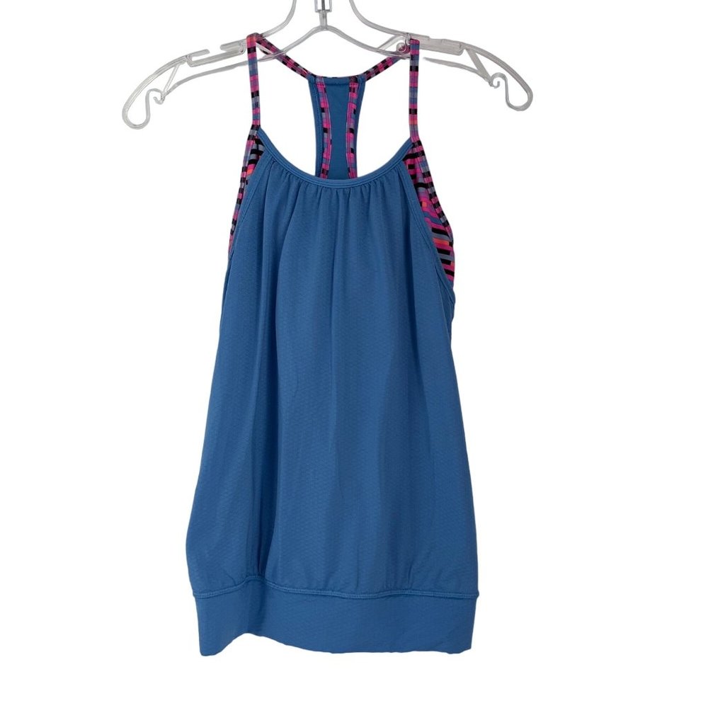 Ivivva Lululemon Double Layer Racerback Blue Pink Activewear Tank Top 12 Girl's